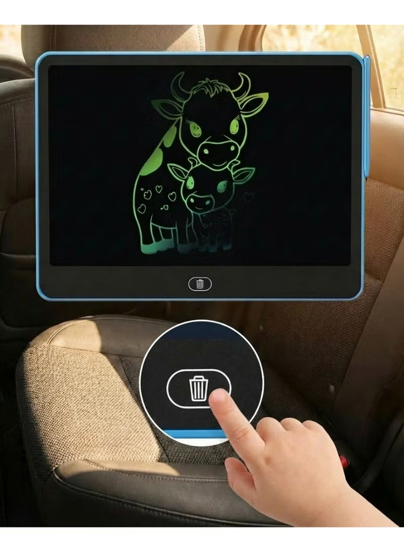 تابلت كتابة LCD مقاس 11 بوصة للأطفال والطلاب - لوحة رسم للاطفال بشاشة ملونة كبيرة - لوحة خربشة لحماية العين للأطفال الصغار - كراسة رسم إلكترونية قابلة للمسح، لعبة سفر مقاومة للماء ومحمولة (مثالية للمنزل والمدرسة والمكتب) - أزرق وأبيض