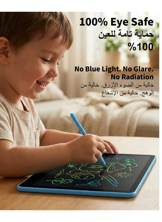 تابلت كتابة LCD مقاس 11 بوصة للأطفال والطلاب - لوحة رسم للاطفال بشاشة ملونة كبيرة - لوحة خربشة لحماية العين للأطفال الصغار - كراسة رسم إلكترونية قابلة للمسح، لعبة سفر مقاومة للماء ومحمولة (مثالية للمنزل والمدرسة والمكتب) - أزرق وأبيض