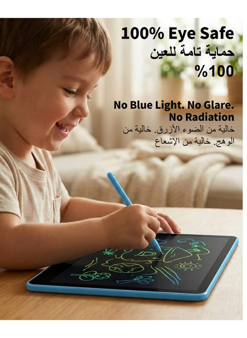 تابلت كتابة LCD مقاس 11 بوصة للأطفال والطلاب - لوحة رسم للاطفال بشاشة ملونة كبيرة - لوحة خربشة لحماية العين للأطفال الصغار - كراسة رسم إلكترونية قابلة للمسح، لعبة سفر مقاومة للماء ومحمولة (مثالية للمنزل والمدرسة والمكتب) - أزرق وأبيض
